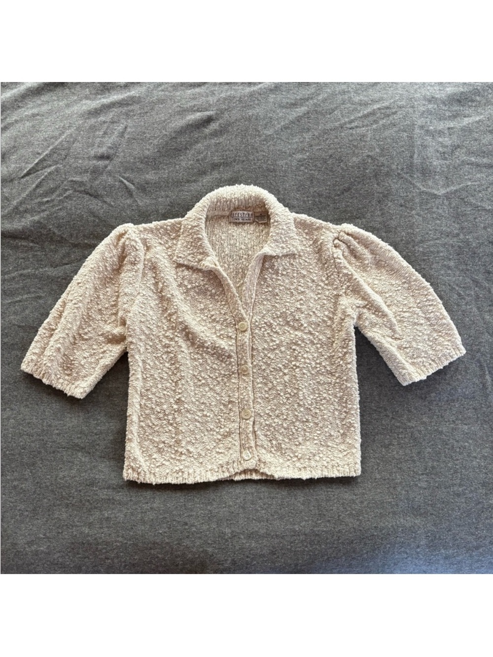 Vintage 80’s Cotton Boucle Cardigan - Picture 1 of 5